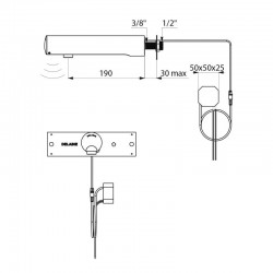 Robinet de lavabo automatique TEMPOMATIC 4 inox pour arrivée d'eau encastrée 230 Volts DELABIE 443500