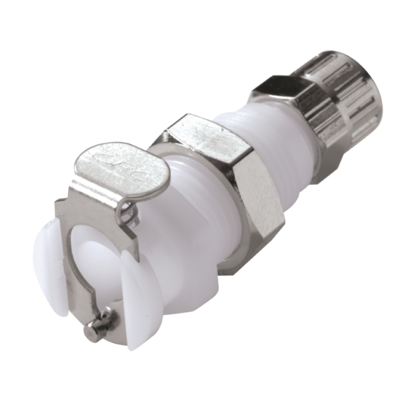 Raccord de laboratoire  | Accouplement à fermeture rapide Femelle pour montage sur plaque avec vissage de tuyau Burkle | BUR-...