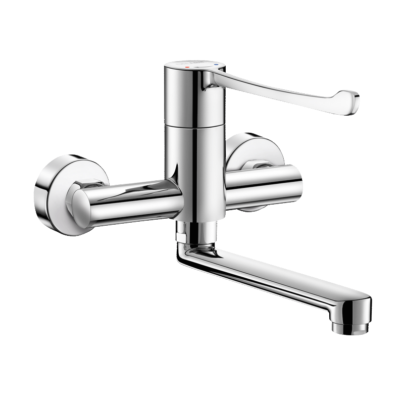 Delabie Robinetterie  | Mitigeur de lavabo mécanique séquentiel mural à bec orientable DELABIE 2436S | DEL-2436S