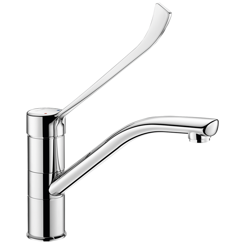 Delabie Robinetterie  | Mitigeur d'évier mécanique monotrou avec bec orientable H.155 L.230 levier hygiène DELABIE 2510L | DE...