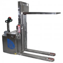 Chariot élévateur inox | Transpalette électrique gerbeur inox à conducteur accompagnant levée électrique 1500 mm duplex | TM2...