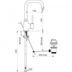 Delabie Robinetterie  | Mitigeur de lavabo avec bec orientable H.195 L.150 tirette de vidange DELABIE 2506T1 | DEL-2506T1