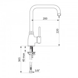 Delabie Robinetterie  | Mitigeur mécanique monotrou avec bec orientable sans tirette et vidange H.220 L.200 DELABIE 2506T2 | ...