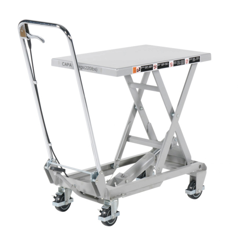 Table élévatrice inox | Table élévatrice Aluminium 100Kg simple ciseaux plateau 700 x 740 mm | WHI-516303900
