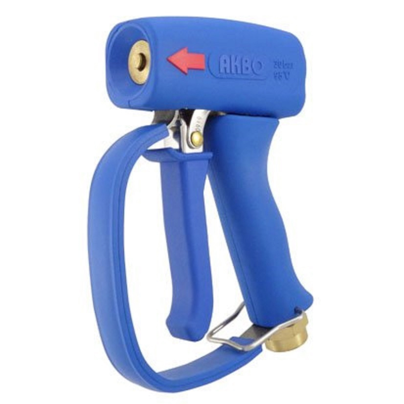 Pistolet de lavage laiton/inox | Pistolet de lavage bleu économiseur d'eau laiton inox avec protection de gâchette | AKMNP11-B