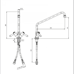 Robinetterie laverie  | Robinet mélangeur monotrou 1/4 de tour 21 litres/minute Bec 300 mm | MAD-5540