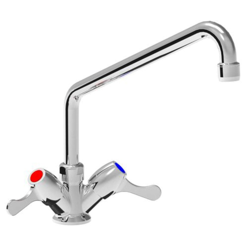 Robinetterie laverie  | Robinet mélangeur monotrou 1/4 de tour 21 litres/minute Bec 300 mm | MAD-5540