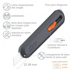 Cutter détectable | Cutter de sécurité à lame céramique rétractable - Slice™ - 10550 | SAF-10550