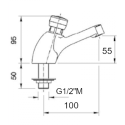 Robinetterie laverie  | Robinet temporisé à poser eau froide 1/2'' - 15 secondes - 5 bars | MAD-5548P
