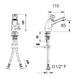 Robinetterie laverie  | Robinet temporisé à poser eau chaude/froide 1/2'' - 15 secondes - 5 bars | MAD-5548PM