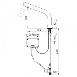 Robinet de lavabo automatique BLACK BINOPTIC 220 Volts DELABIE 388035