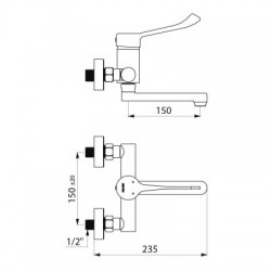 Delabie Robinetterie  | Mitigeur de lavabo à équilibrage de pression mural DELABIE 2446LEPS | DEL-2446LEPS
