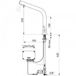 Mitigeur de lavabo automatique BLACK BINOPTIC MIX Piles 6 Volts DELABIE 488MCHB H250mm