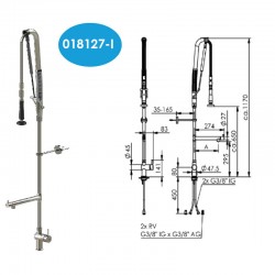 Douchette de prélavage automatique inox 316L monotrou mitigeur avec col de cygne