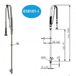 Douchette de prélavage automatique inox 316L monotrou eau froide sans col de cygne