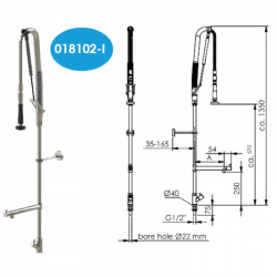 Douchette de prélavage automatique inox 316L monotrou eau froide avec col de cygne