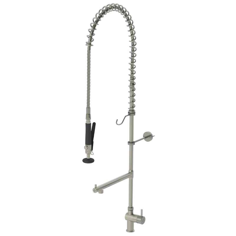 Douchette de prélavage automatique inox 316L monotrou eau froide avec col de cygne