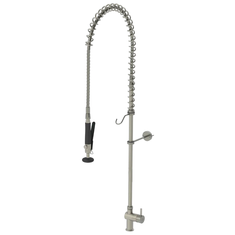 Douchette de prélavage automatique inox 316L monotrou eau froide sans col de cygne