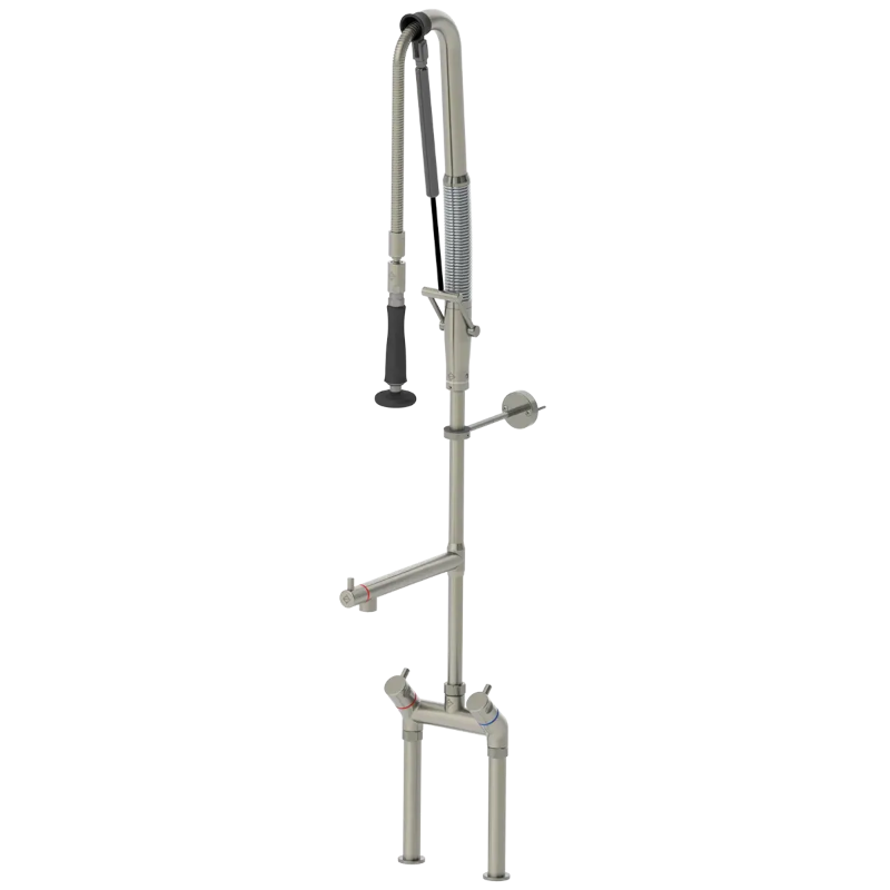 Douchette de prélavage automatique inox 316L bitrou mélangeur avec col de cygne