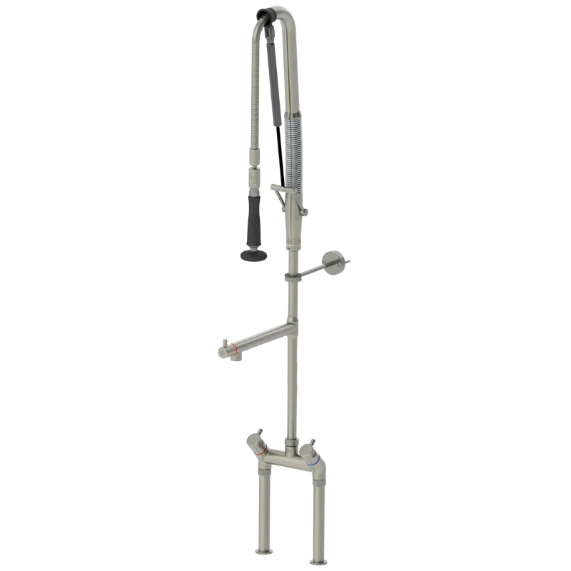 Douchette de prélavage automatique inox 316L bitrou mélangeur avec col de cygne