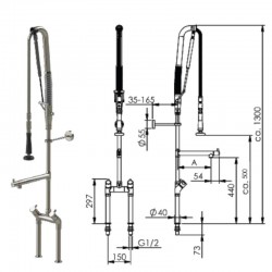 Douchette de prélavage automatique inox 316L bitrou mélangeur avec col de cygne