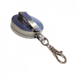 Porte-clés rétractable boîtier inox avec mousqueton