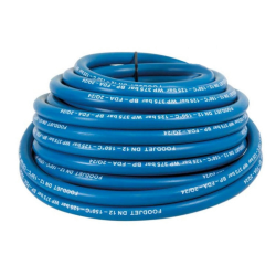 Tuyau flexible alimentaire et industriel | Flexible haute pression alimentaire Foodjet DN12 - 125 bar 150°C lisse | RJ12-100-00