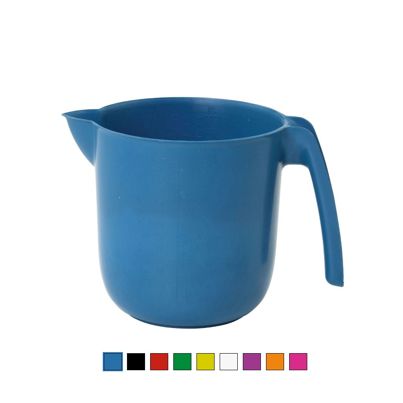 Bécher détectable à bec verseur 9 couleurs de 1 et 2 litres