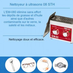 Nettoyeur à ultrasons Emmi-08 STH en acier inoxydable avec chauffage
