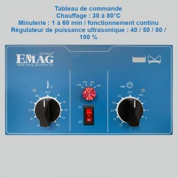 Nettoyeur à ultrasons en acier inoxydable 2.8 Litres Emmi-30 HC Plus EMAG Série pro