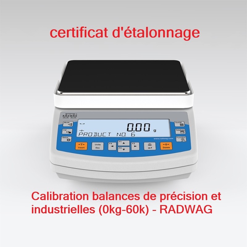 Calibration balances de précision et industrielles (0kg-60k) - RADWAG