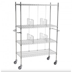 Rayonnage inox | Rayonnage en inox pour salle blanche étagères en file avec roues | TOX-1521-13_1