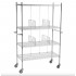 Rayonnage en inox pour salle blanche étagères en file avec roues : Caractéristiques:4 Étagères 530X1070 mm