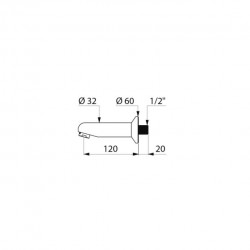 Delabie Robinetterie  | Bec fixe rosace mural arrivée d'eau encastrée 120 mm - DELABIE 947135 | DEL-947135