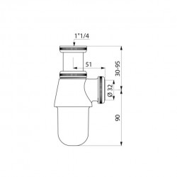 Accessoires robinetterie  | Siphon laiton chromé - pour urinoir - lavabo DELABIE 517000 | DEL-517000