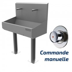 Lave-mains collectif | Lave mains collectif 2 à 6 postes - inox - sur pieds avec commande TEMPOSTOP