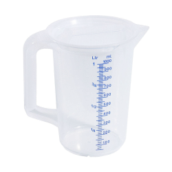 Bécher plastique | Bécher alimentaire gradué bec verseur couvercle polypropylène 1 et 2 L