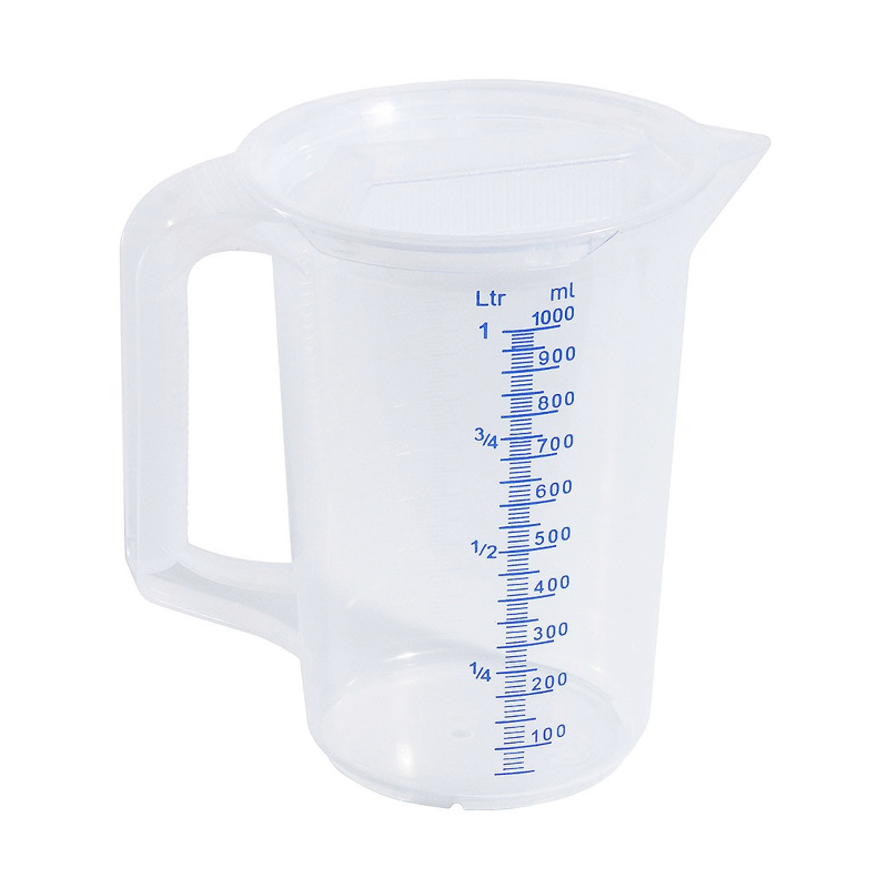 Bécher plastique | Bécher alimentaire gradué bec verseur couvercle polypropylène 1 et 2 L