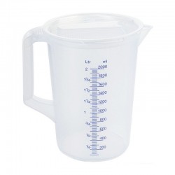 Bécher plastique | Bécher alimentaire gradué bec verseur couvercle polypropylène 1 et 2 L