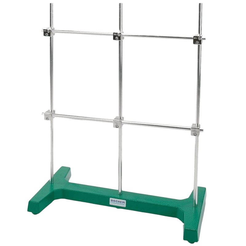 Statif et tige | Socle statif de laboratoire à base forme H avec tiges - Bochem 5641