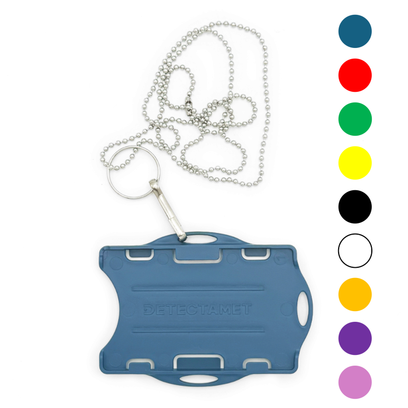 Porte-carte détectable - double face - chaînette de sécurité - 10 pièces - 9 couleurs