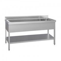 Plonge inox | Plonge inox 1 grand bac avec étagère Prof. 600 ou 700 larg. 1000 à 1900 Haut. 850 mm