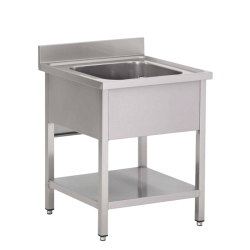 Plonge inox | Plonge inox 1 bac avec étagère Prof. 600-700 - larg. de 500-800 Haut. 850 mm