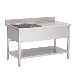 Plonge inox | Plonge inox 1 bac avec étagère Profondeur 600 ou 700 largeur de 1000 à 1400