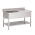 Plonge inox 1 bac égouttoir à droite étagère - Prof. 600 -700 - Larg. 1000-1400 Haut. 850 mm : Dimensions bacs (LxPxH):500x400x250 mm, Dimensions plonges (LxPxH):1000x600x850 mm