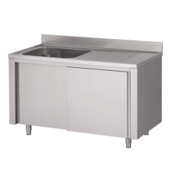 Plonge inox | Meuble plonge inox 1 bac égouttoir à droite prof. 600 ou 700 larg. 1000 à 1400 Haut. 850 mm