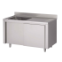 Meuble plonge inox 1 bac égouttoir à droite prof. 600 ou 700 larg. 1000 à 1400 Haut. 850 mm : Dimensions bacs (LxPxH):500x400x250 mm, Dimensions plonges (LxPxH):1000x600x850 mm