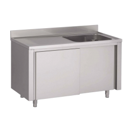 Plonge inox | Meuble plonge inox 1 bac égouttoir à gauche prof. 600 ou 700 larg. 1000 à 1400 Haut. 850 mm