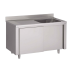 Meuble plonge inox 1 bac égouttoir à gauche prof. 600 ou 700 larg. 1000 à 1400 Haut. 850 mm : Dimensions bacs (LxPxH):500x400x250 mm, Dimensions plonges (LxPxH):1000x600x850 mm
