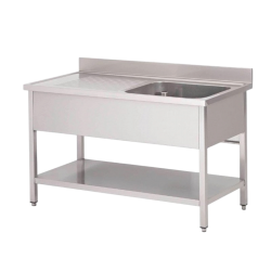 Plonge inox | Plonge inox 1 bac avec étagère Profondeur 600 ou 700 largeur de 1000 à 1400